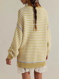 Striped Knit Round Neck Sweater - Trendsi - Flyclothing LLC