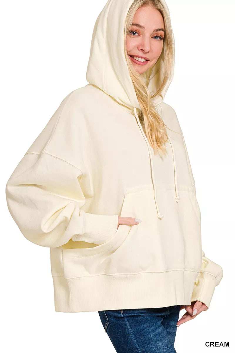 Zenana Oversized Fleece Kangaroo Pocket Hoodie - Trendsi - Flyclothing LLC