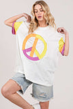SAGE + FIG Color Block Peace Applique T-Shirt - Trendsi - Flyclothing LLC