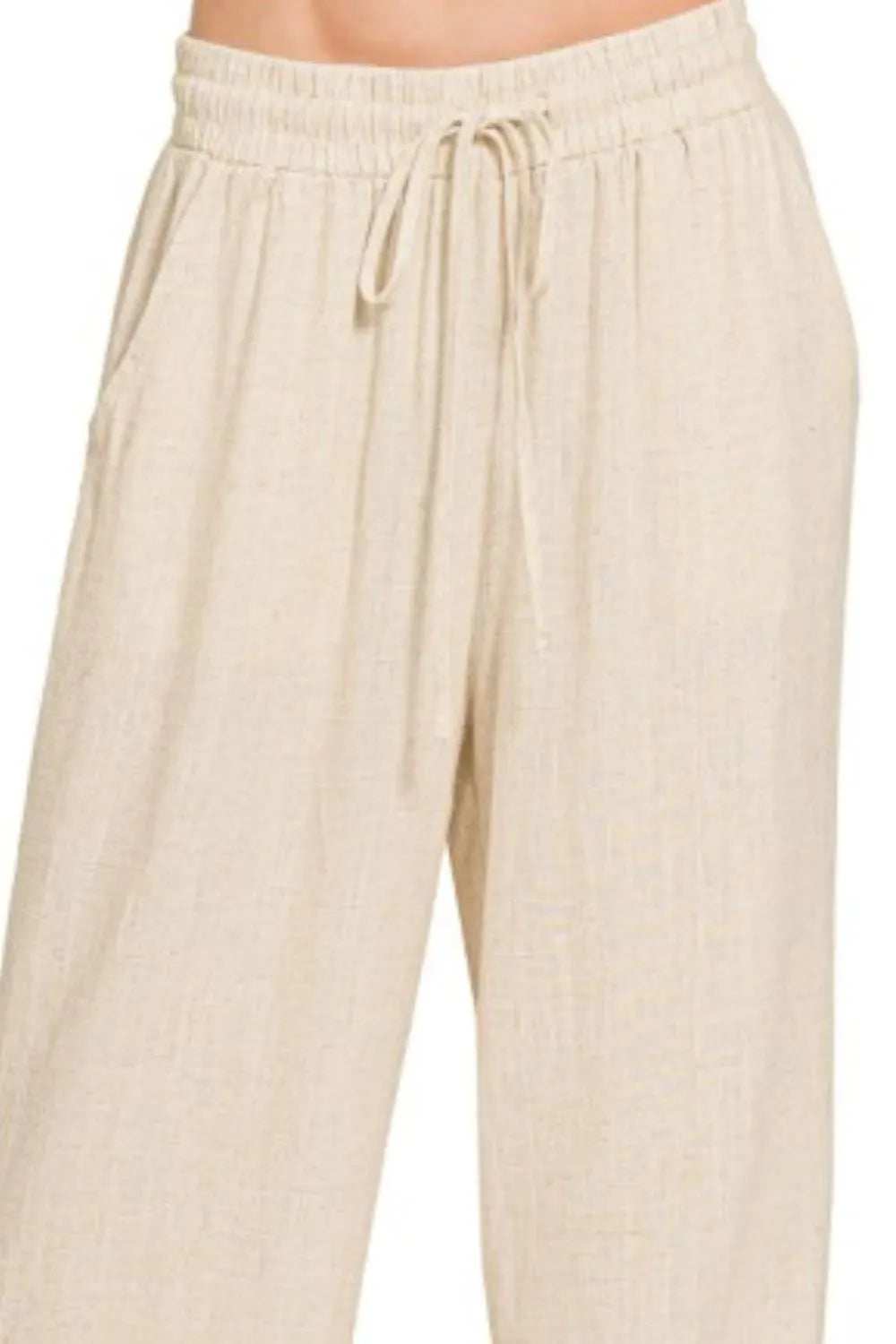 Zenana Linen Drawstring Pants - Trendsi - Flyclothing LLC