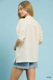 Umgee Textured Puff Sleeve Blouse - Trendsi - Flyclothing LLC