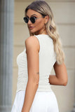 Ruched Round Neck Tank - Trendsi - Flyclothing LLC
