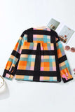 Plus Size Color Block Half Snap Long Sleeve Sweatshirt - Trendsi - Flyclothing LLC