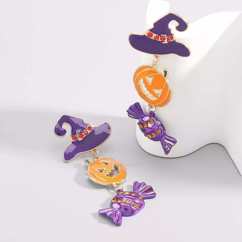 Halloween 18K Gold-Plated Alloy Pumpkin Earrings - Trendsi - Flyclothing LLC