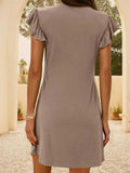 V-Neck Ruffled Cap Sleeve Mini Dress - Trendsi - Flyclothing LLC