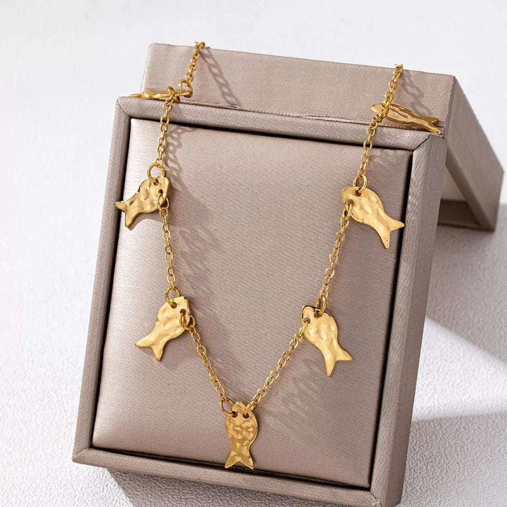 18K Gold-Plated Fish Charm Necklace - Trendsi - Flyclothing LLC