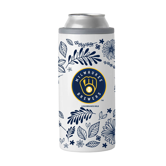Milwaukee Brewers 12oz Botanical Slim Can Coolie - Logo Brands - Flyclothing LLC
