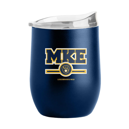Milwaukee Brewers 16oz Letterman Powder Coat Curved Bev - Logo Brands - Flyclothing LLC