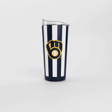 Milwaukee Brewers 20oz Striped Powder Coat Tumbler - Logo Brands - Flyclothing LLC
