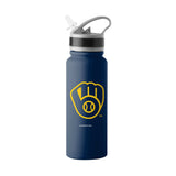 Milwaukee Brewers 25oz Logo SingleWall FlipTop Bottle - Logo Brands - Flyclothing LLC
