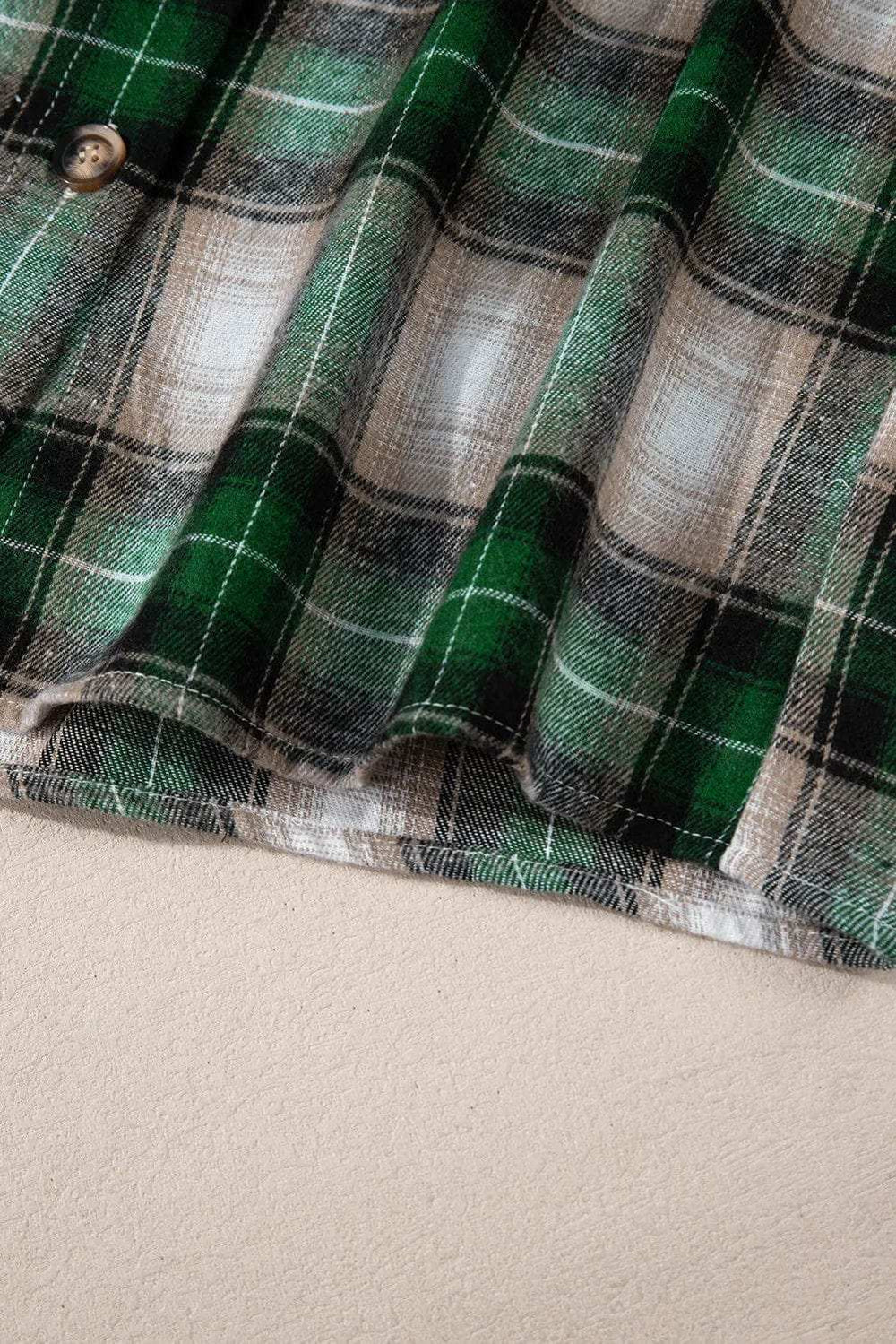 Drawstring Pocketed Plaid Hooded Jacket - Trendsi - Flyclothing LLC