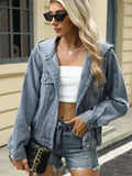 Washed Button Up Hooded Denim Jacket - Trendsi - Flyclothing LLC