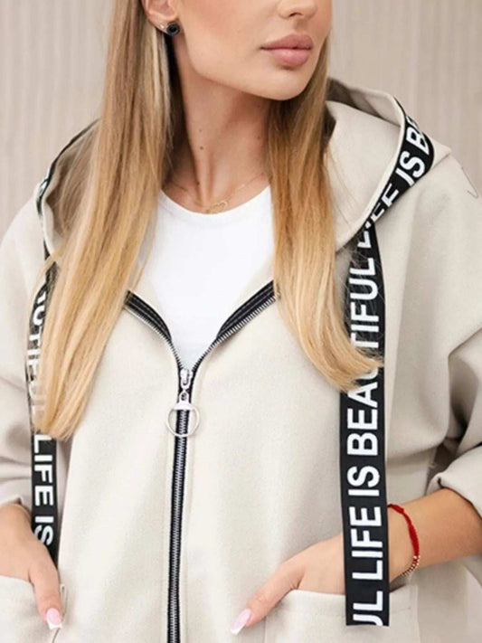 Full Size Hooded Zip-Up Longline Outerwear Plus Size - Trendsi - Flyclothing LLC