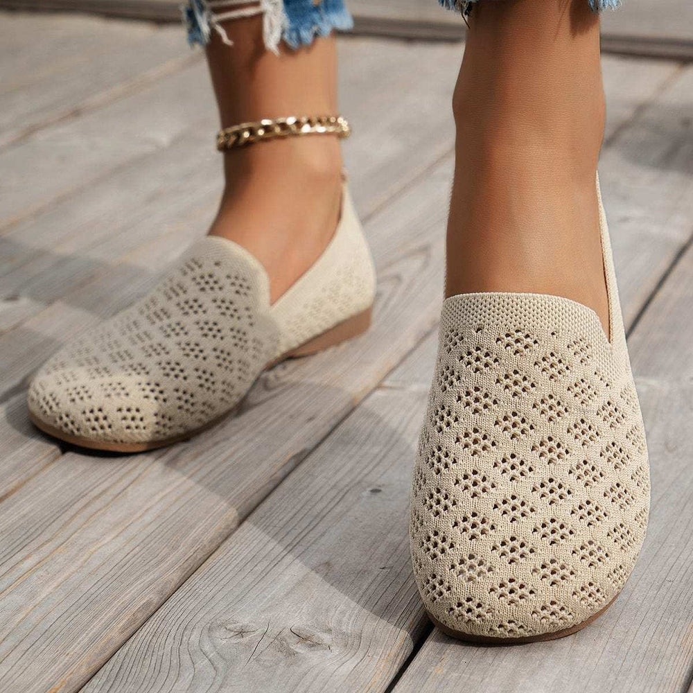 Mesh Round Toe Flat Slip-Ons - Trendsi - Flyclothing LLC