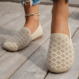 Mesh Round Toe Flat Slip-Ons - Trendsi - Flyclothing LLC