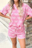 Bowknot Printed Notched T-Shirt and Shorts Set - Trendsi - Flyclothing LLC