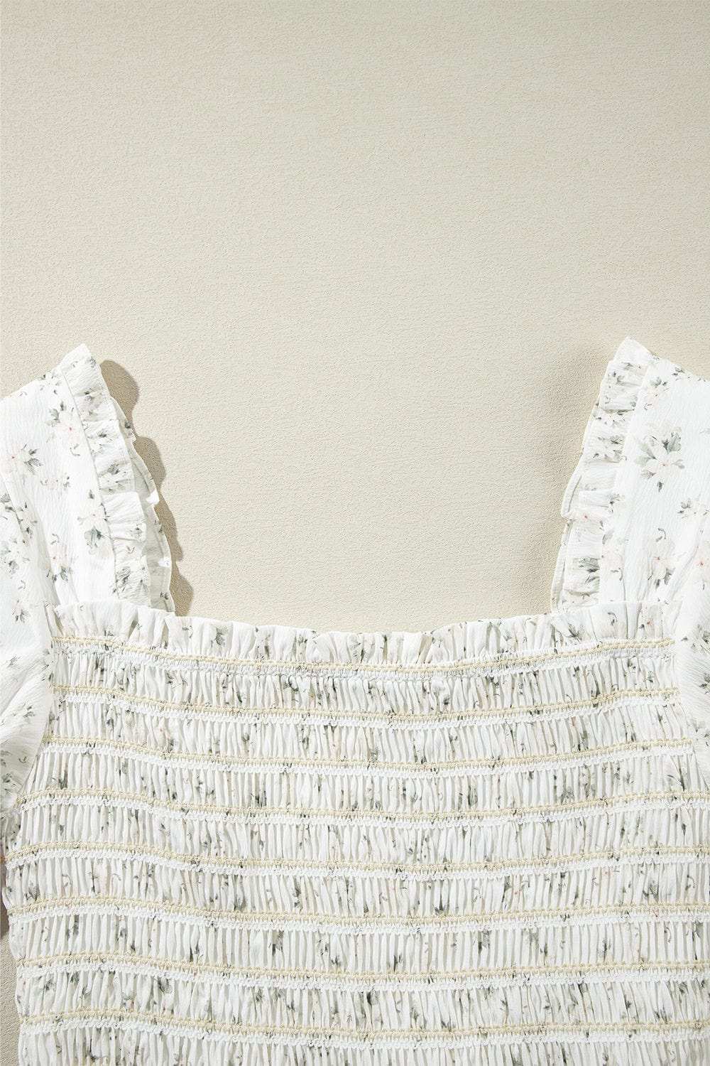 Smocked Printed Short Sleeve Jumpsuit - Trendsi - Flyclothing LLC