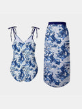 Printed Tie Shoulder Swimwear and Skirt Swim Set - Trendsi - Flyclothing LLC