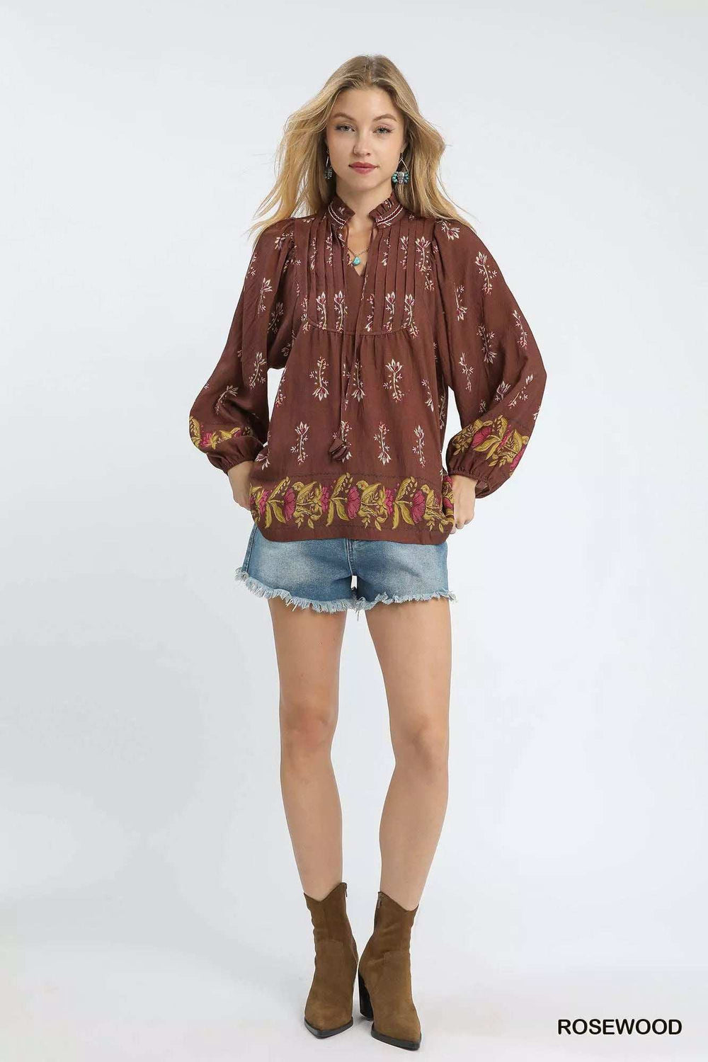 Umgee Floral Boho Peasant Blouse - Trendsi - Flyclothing LLC
