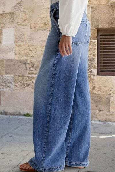 Pocketed Embroidered Straight Leg Jeans - Trendsi - Flyclothing LLC