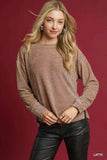 Umgee Round Neck Long Sleeve Side Slit Top - Trendsi - Flyclothing LLC