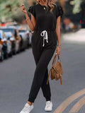 Ruffle Sleeve Drawstring Waist Casual Jumpsuit - Trendsi - Flyclothing LLC
