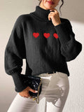 Heart Turtleneck Long Sleeve Sweater - Trendsi - Flyclothing LLC