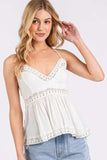 Mittoshop Crisscross Back Lace Detail V-Neck Cami - Trendsi - Flyclothing LLC