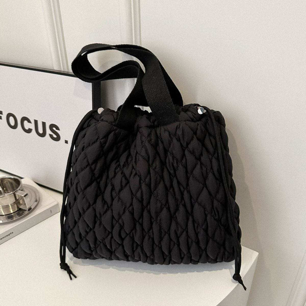 Drawstring Bubble Texture Tote Bag - Trendsi - Flyclothing LLC