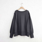 Exposed Seam High-Low Long Sleeve Sweatshirt - Trendsi - Flyclothing LLC