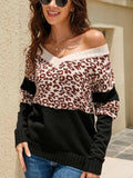 Leopard Long Sleeve Sweater - Trendsi - Flyclothing LLC