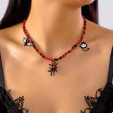 Halloween Spider Web Beaded Necklace - Trendsi - Flyclothing LLC