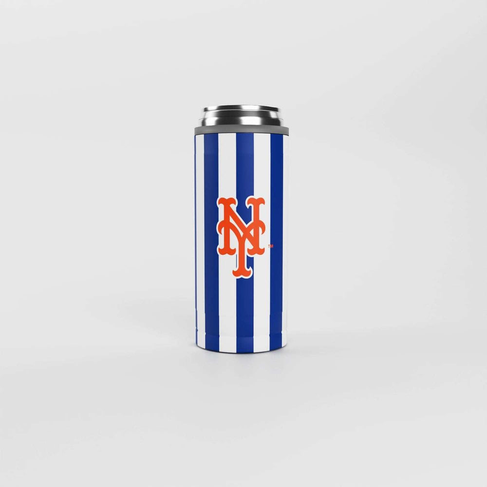 NY Mets 12oz Striped Powdercoat SlimCan Coolie - Logo Brands - Flyclothing LLC