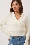 Ribbed Surplice Long Sleeve Sweater - Trendsi - Flyclothing LLC