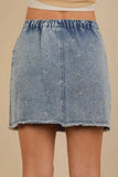 VERY J Bow Printed Casual Denim Mini Skirt - Trendsi - Flyclothing LLC