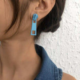 Colorful Zipper Drop Earrings - Trendsi - Flyclothing LLC