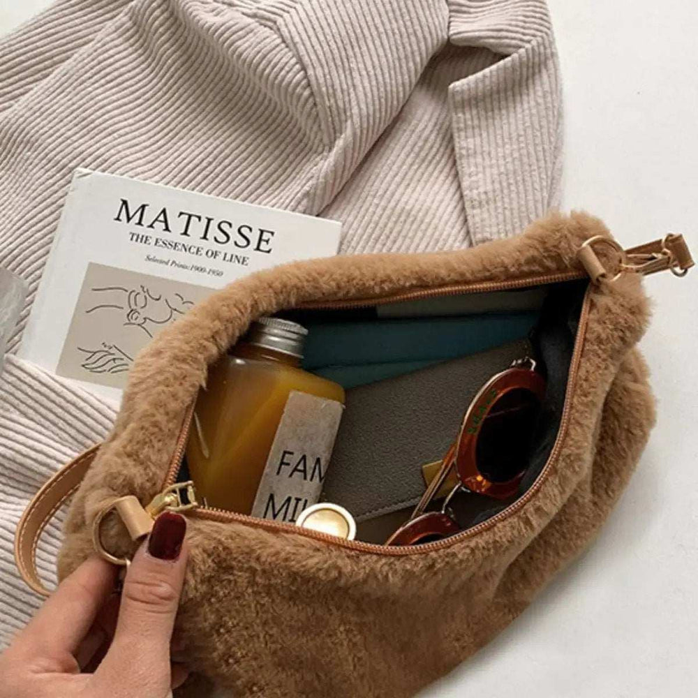 Faux Fur Removable Strap Shoulder Bag - Trendsi - Flyclothing LLC