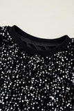 Sequin Round Neck Long Sleeve Blouse - Trendsi - Flyclothing LLC