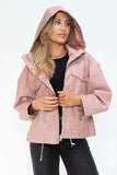How Dare U Drawstring Hem PU Leather Zip Up Jacket - Trendsi - Flyclothing LLC