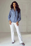 Frill Button Up Long Sleeve Denim Top - Trendsi - Flyclothing LLC