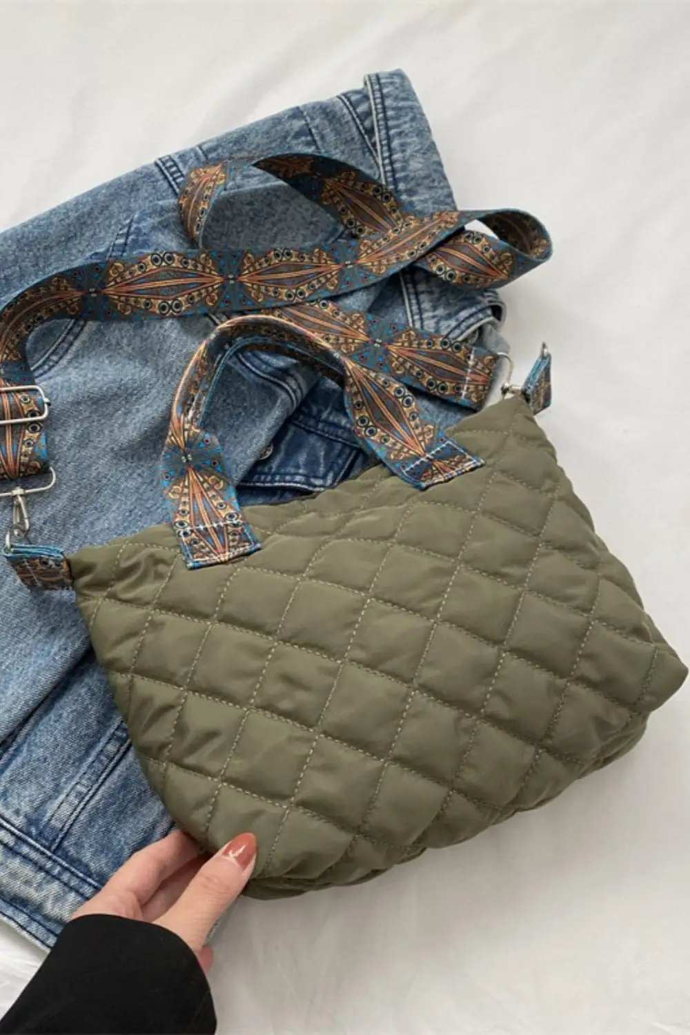 Bubble Textured Printed Strap Handbag - Trendsi - Flyclothing LLC