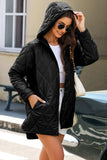 Snap Down Long Sleeve Quilted Winter Coat - Trendsi - Flyclothing LLC