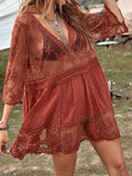 Lace Detail Plunge Cover-Up Dress - Trendsi - Flyclothing LLC