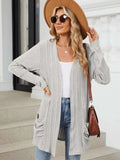 Pocketed Open Front Long Sleeve Cardigan - Trendsi - Flyclothing LLC