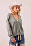 BiBi Washed Sweater V Neck Cardigan - Trendsi - Flyclothing LLC