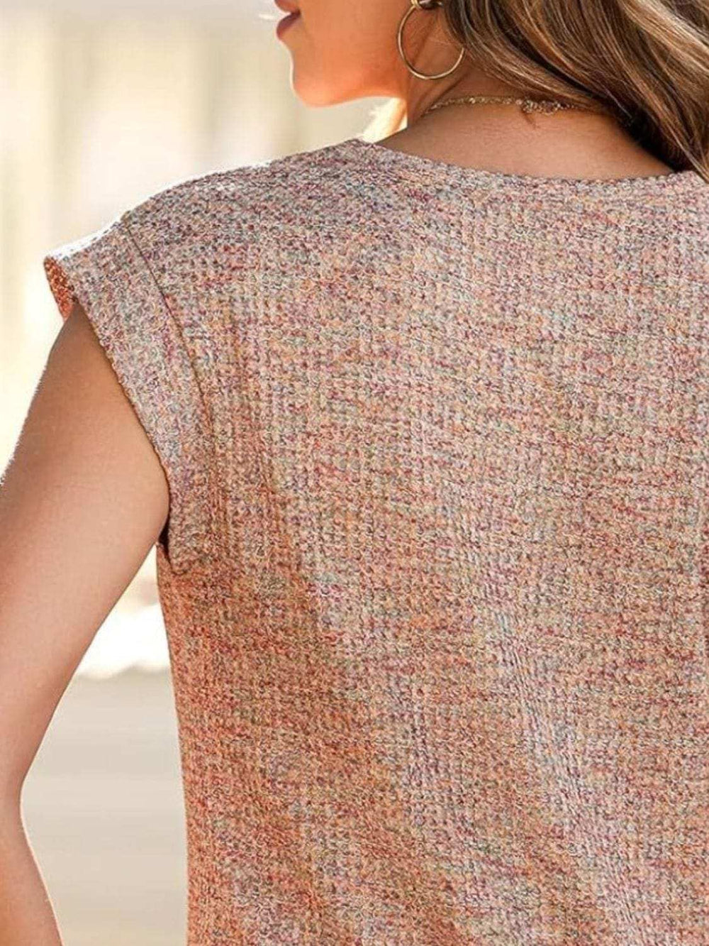 Heathered Round Neck Cap Sleeve T-Shirt - Trendsi - Flyclothing LLC