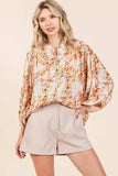 Mittoshop Flower Print Batwing Sleeve Button Down Blouse - Trendsi - Flyclothing LLC
