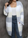 Plus Size Open Front Long Sleeve Cardigan - Trendsi - Flyclothing LLC