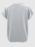 Round Neck Short Sleeve T-Shirt - Trendsi - Flyclothing LLC