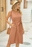 Tied Round Neck Sleeveless Dress - Trendsi - Flyclothing LLC